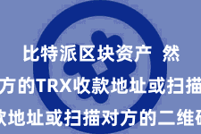 比特派区块资产  然后输入对方的TRX收款地址或扫描对方的二维码